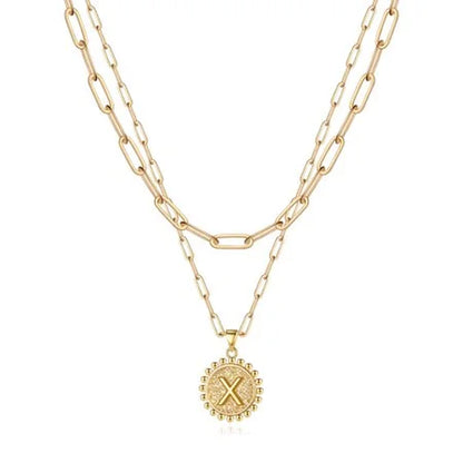Gold Initial Necklaces for Women Layering Paperclip Link Coin Necklaces Gift for Women