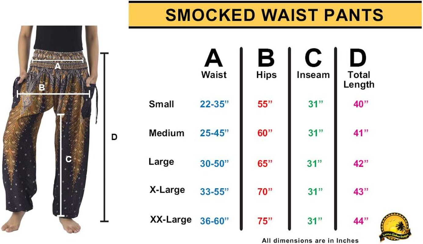 Women'S Smocked Waist Boho Flowy Yoga Harem Pants Hippie Clothes