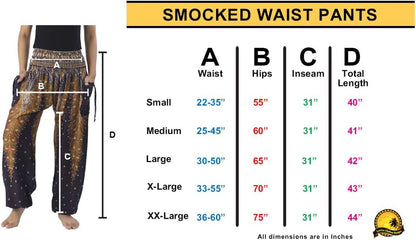 Women'S Smocked Waist Boho Flowy Yoga Harem Pants Hippie Clothes