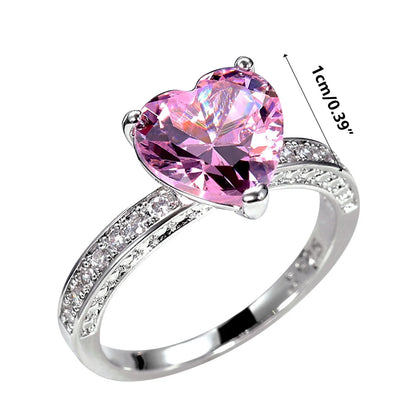Rings for Alloy Wedding Ring Inlaid with Heart-Shaped Diamond Zircon Ring Women'S Engagement Jewelry