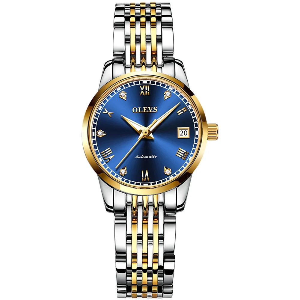 Automatic Couple Watches Set Casual Stainless Steel Waterproof His and Hers Wristwatch for Valentines Anniversary Wedding Romantic Chrismas Gifts, Luxury Watches Set of 2