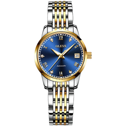 Automatic Couple Watches Set Casual Stainless Steel Waterproof His and Hers Wristwatch for Valentines Anniversary Wedding Romantic Chrismas Gifts, Luxury Watches Set of 2