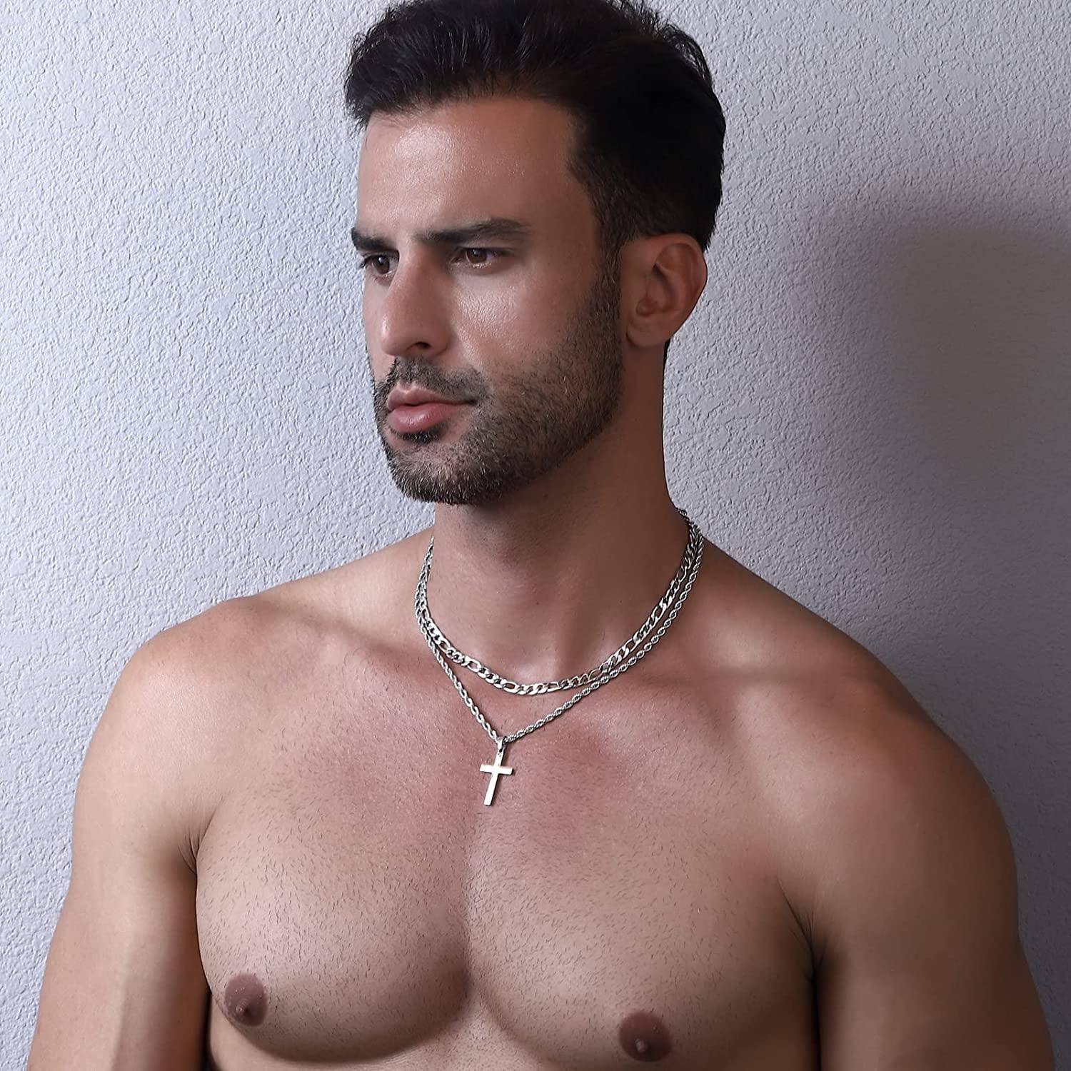 2025 Graduation Gifts for Him Boys Kids Teenages Teen Boyfriend Brother Son Grandson Graduates Silver Cross Necklace Pendant Chain Set Catholic Religious Christian Jewelry Gifts Ideas Age