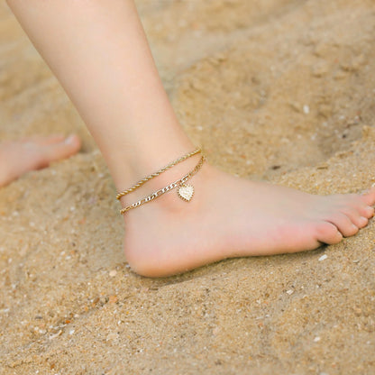 Initial Ankle Bracelets for Women Dainty Heart Foot Gold Jewelry Summer Gifts